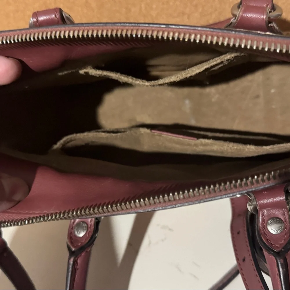 Gucci Floral Canvas and Burgundy Leather Satchel 2 way pink in bloom small - Picture 6 of 16